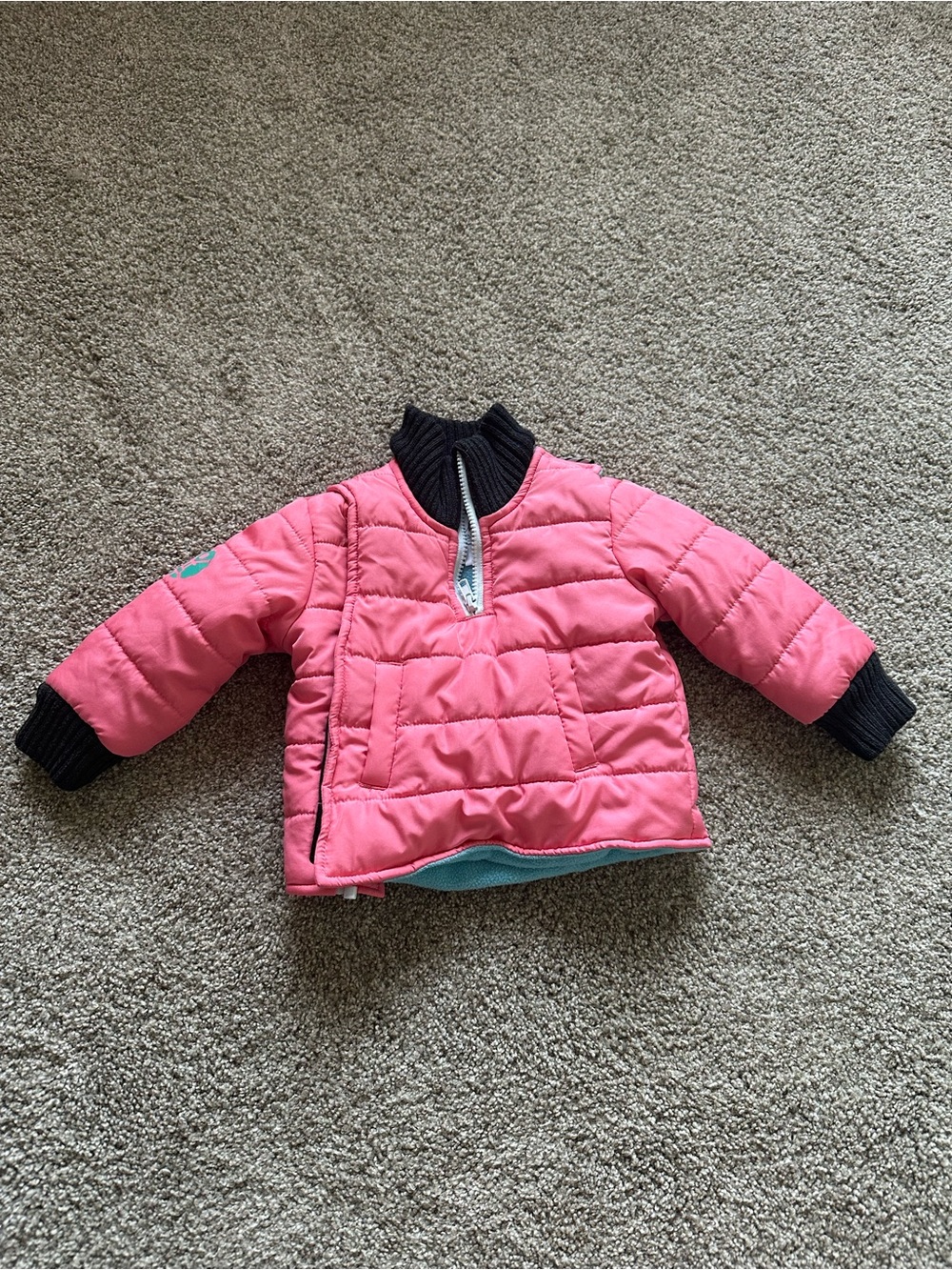 Buckle Me baby coat  - Pink Puffer Kids Jacket with Black Trim